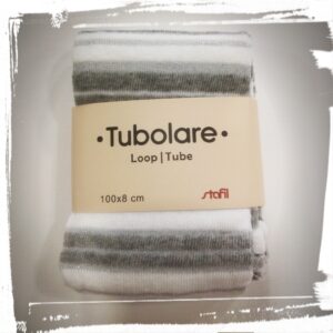 Tubolare 100cm righe glitter 747004-01 grigio/bianco-grigio/argento