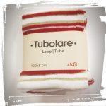 Tubolare 100cm righe glitter 747004-02 rosso/crema/oro