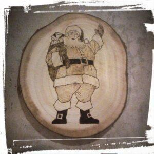 Tondo in legno con Babbo Natale